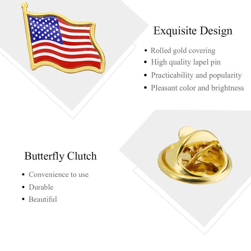 MEUUT 100 PCS American Flag Lapel Pins -100 USA Waving Flag Pin United States US Badge brooch for patriotic display - Image 2
